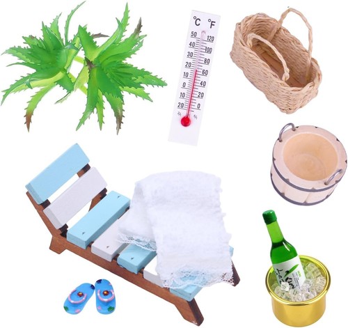 Miniatur strandkorb set holz - miniatur,