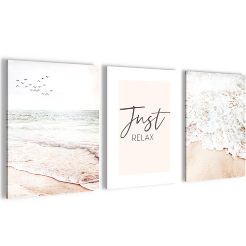 Wandbilder set strand meer - set,